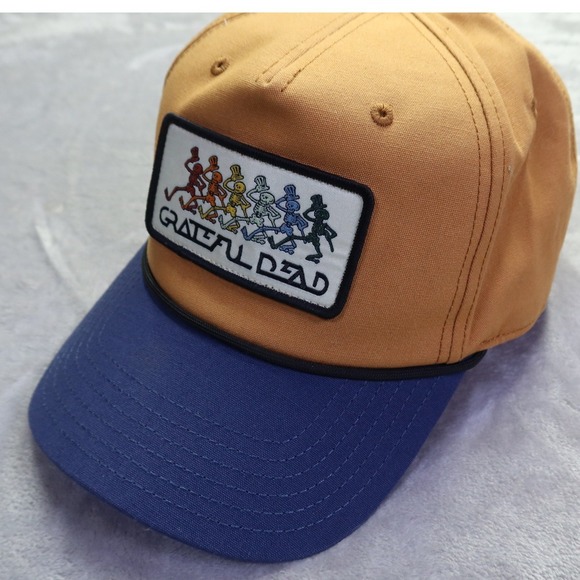 Grateful Dead Other - Grateful Dead Dancing Skeletons Snapback Hat Tan Blue Trucker Cap Mad Engine